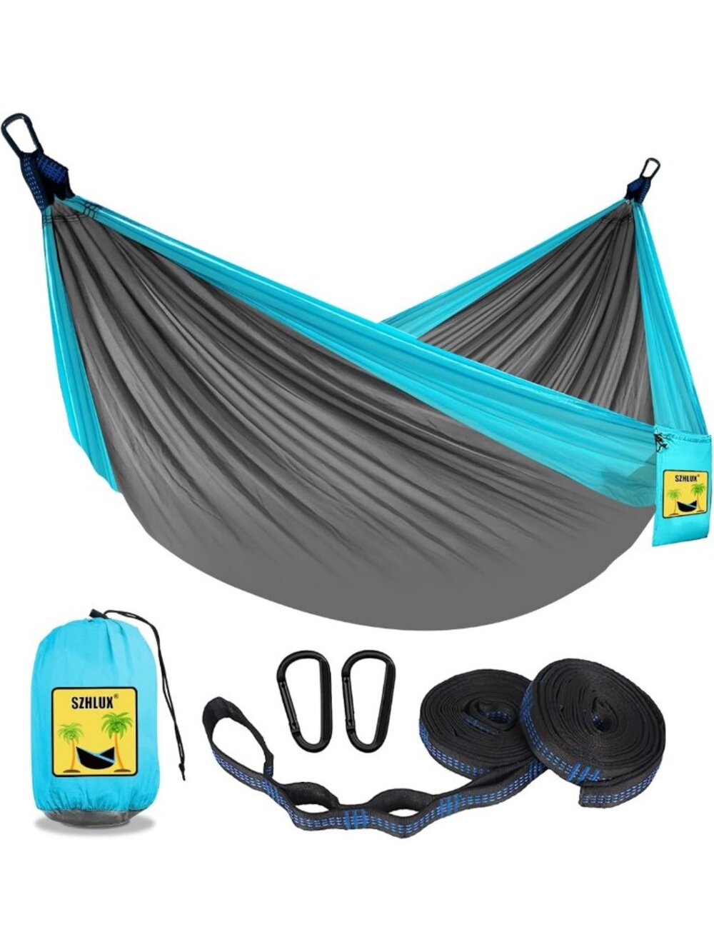Portable Double & Single Camping Hammock with Tree Straps & Carry Bag - Light